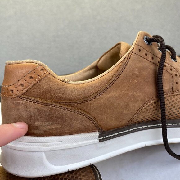 258460 MCGUFFEY MENS SHOE Size 10 M TAN OILED LEATHER JOHNSTON&MURPHY GOLF SHOE - Picture 7 of 13
